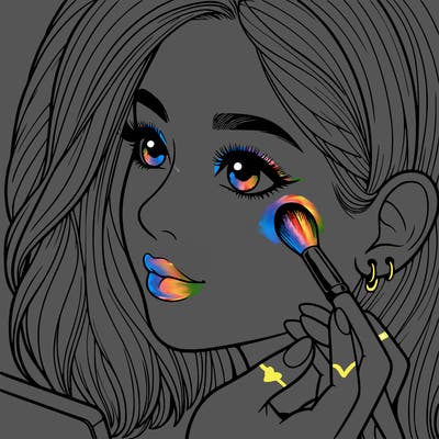 a realistic girl doing her makeup