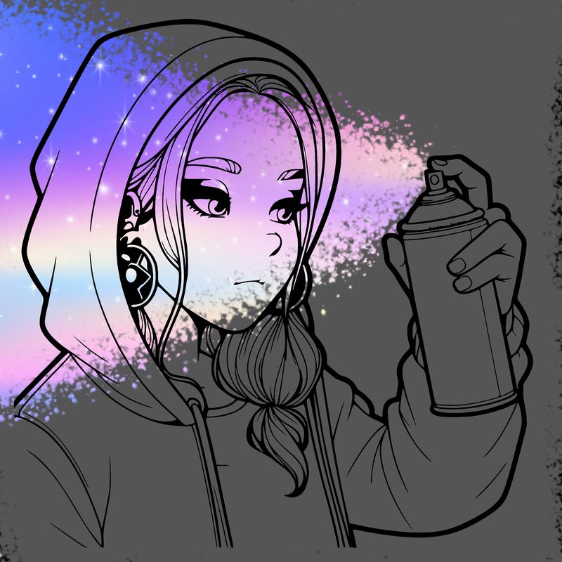 a realistic girl, spray painting