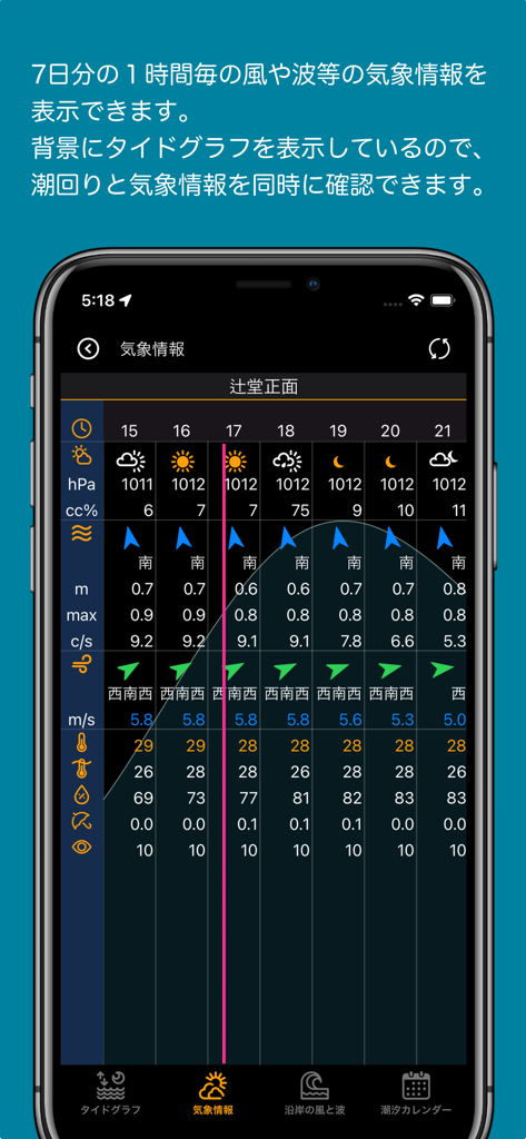タイドと気象情報 - SurfTideX - SurfTideXアプリの詳細な毎時海洋気象予報と潮汐グラフ。