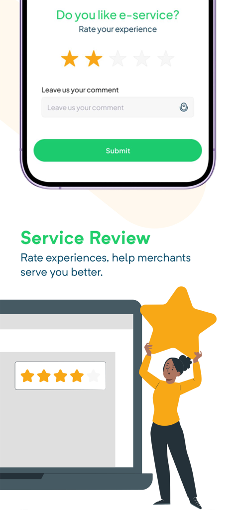 Balador - Interface for rating service experiences and leaving feedback in the Balador app
