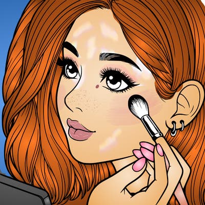 a realistic girl doing her makeup