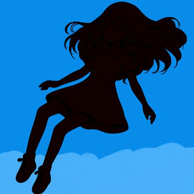 realistic girl floating