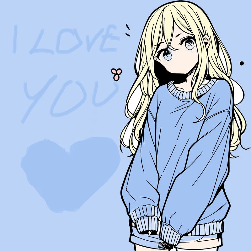 manga teen girl  in a sweater and baggy pants