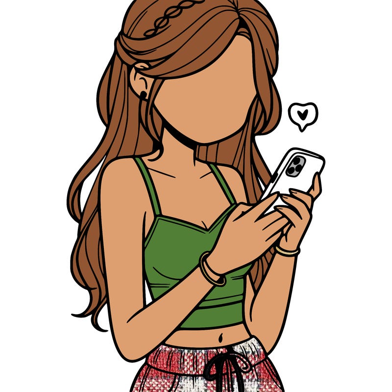 girl with crop top texting on her phone