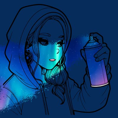 a realistic girl, spray painting