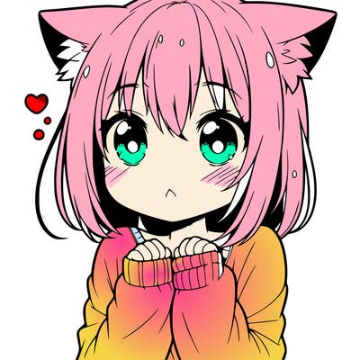 shy anime catgirl