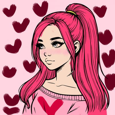 realistic girl with a high ponytail