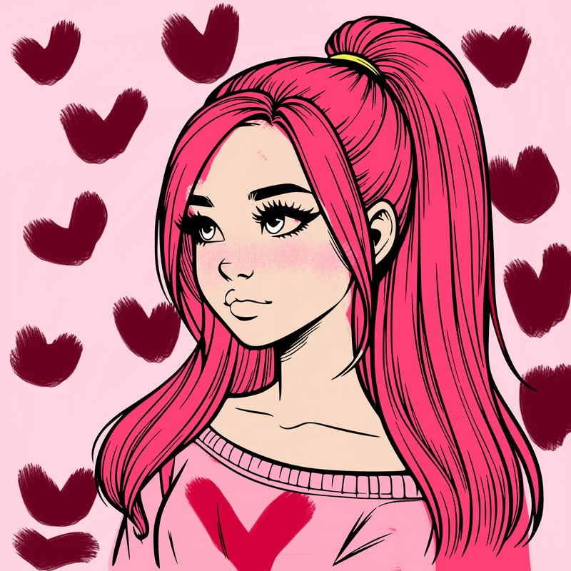 realistic girl with a high ponytail