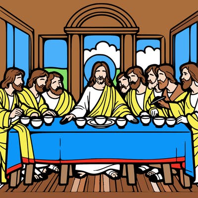 jesus shares the last supper with twelve apostles