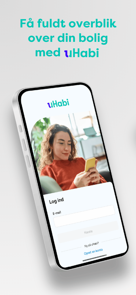 uHabi - Login screen of the uHabi property management app on an iPhone