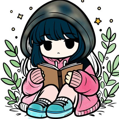 girl in oversized hoodie reading a book