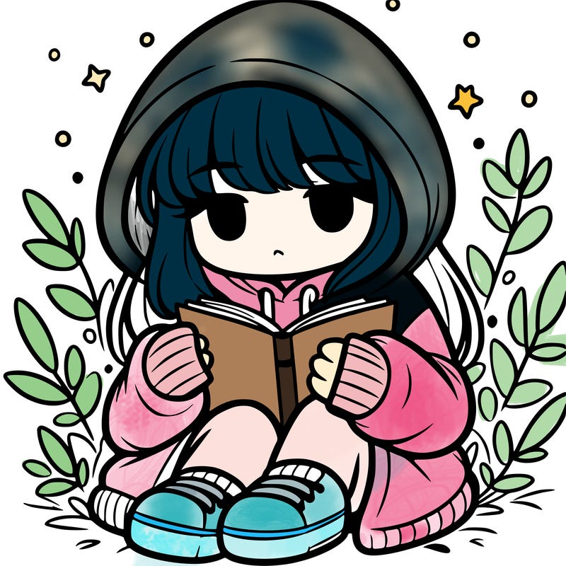 girl in oversized hoodie reading a book