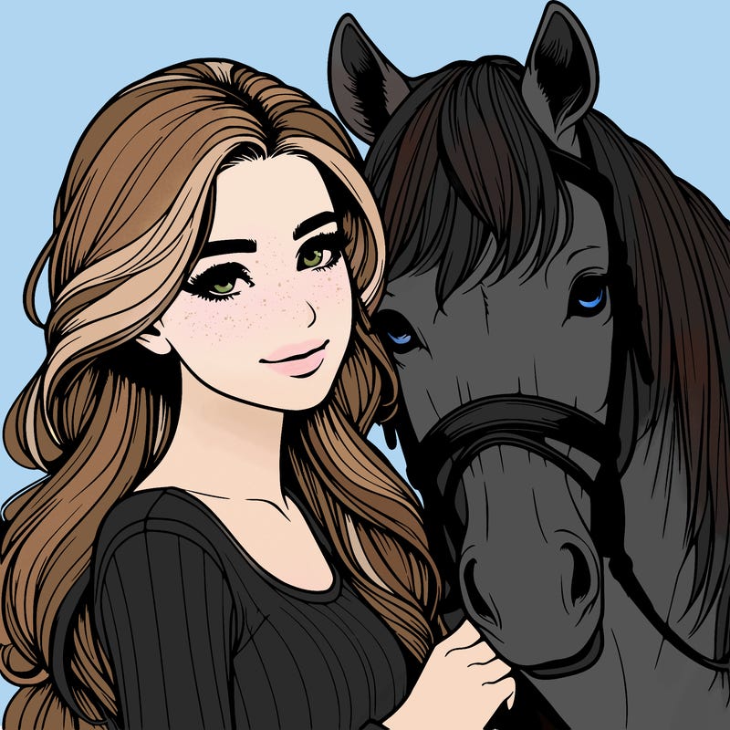 realistic girl with horse