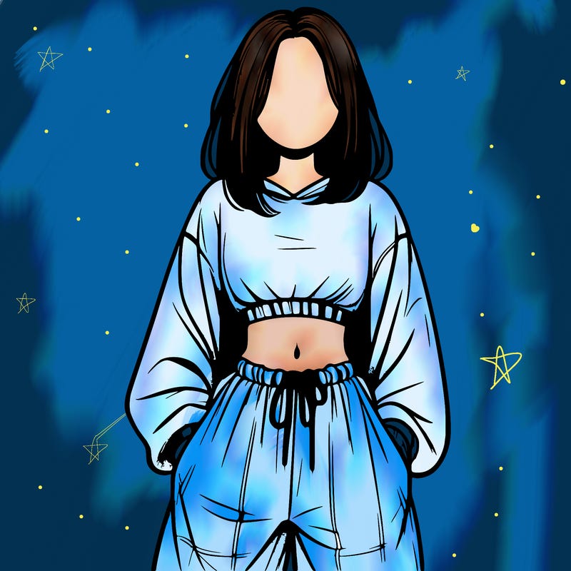 realistic girl faceless with baggy pants and a crop top