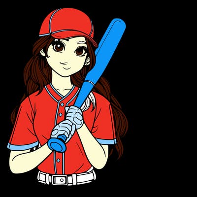 realistic girl softball player