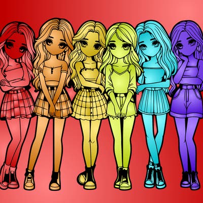 a group of girls realistic