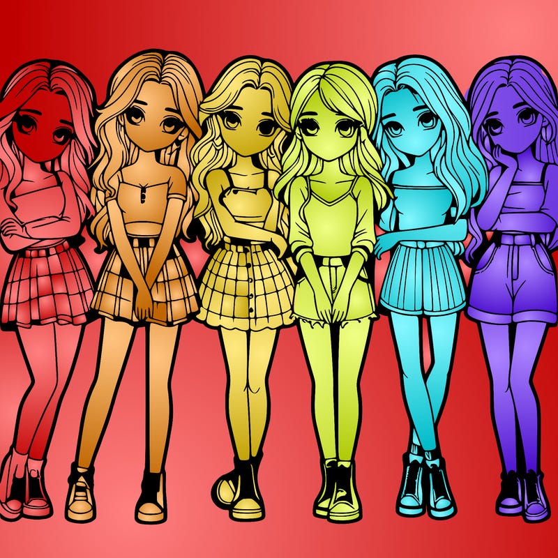 a group of girls realistic