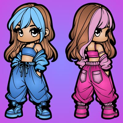 girl in crop top and baggy pants