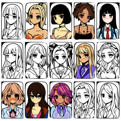 girls that look diffrent anime