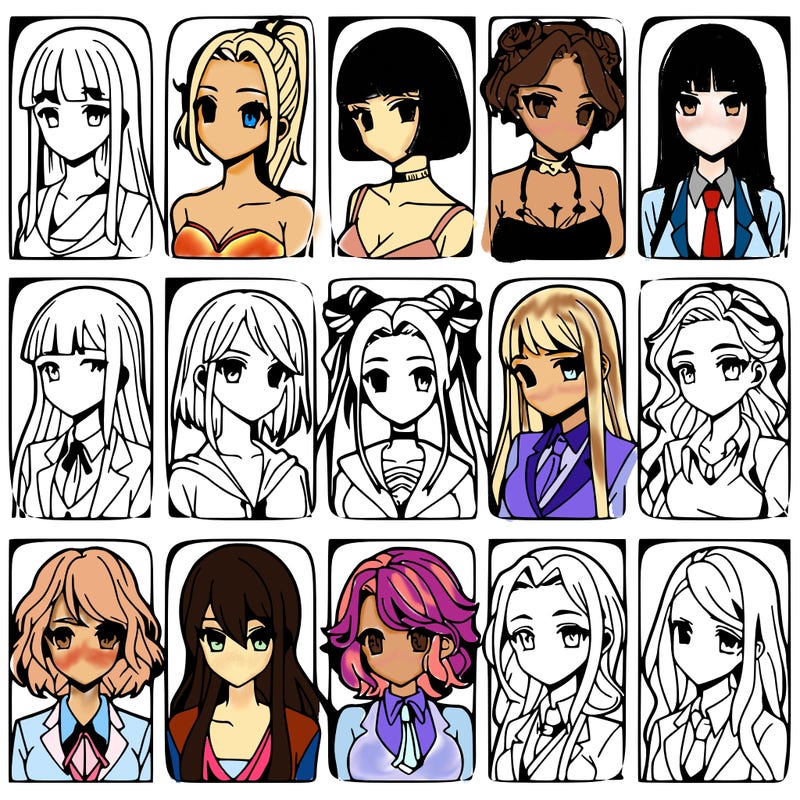 girls that look diffrent anime