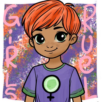 girl with pixie cut and feminist shirt