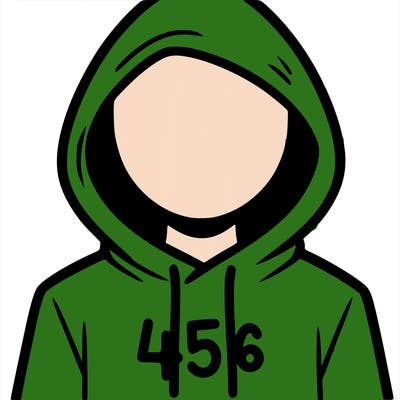 a person with non face waering a hoodie with a 456 symbol