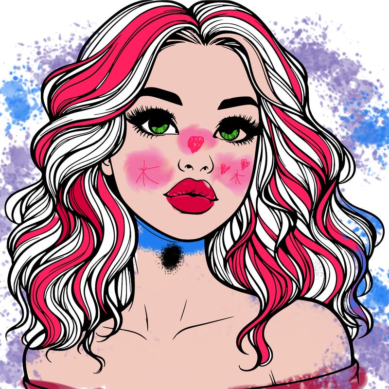realistic girl with wavy hair and lips