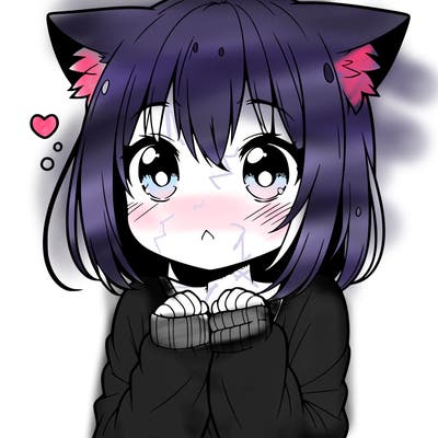 shy anime catgirl