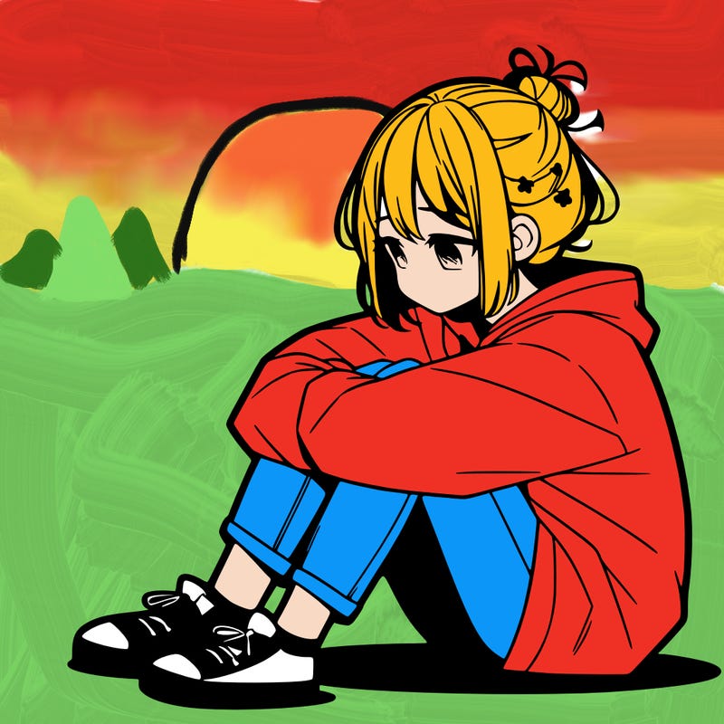 sad anime girl sitting alone