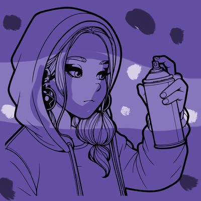 a realistic girl, spray painting