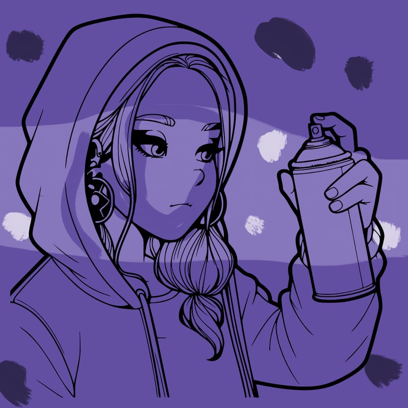 a realistic girl, spray painting