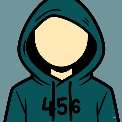 a person with non face waering a hoodie with a 456 symbol