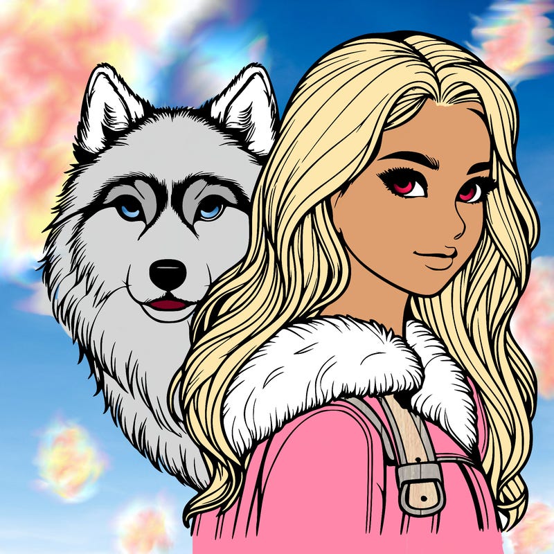 realistic girl with a realistic wolf