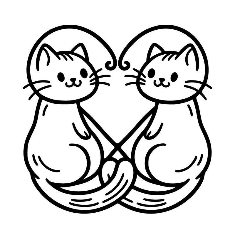 two cats forming a heart with their tails