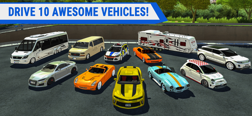 A variety of vehicles available to drive in Multi Floor Garage Driver