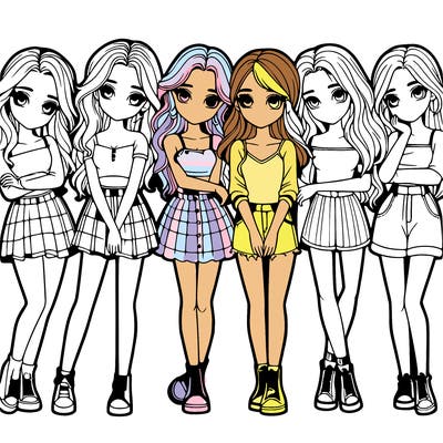 a group of girls realistic