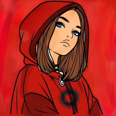 a realistic girl in a hoodie