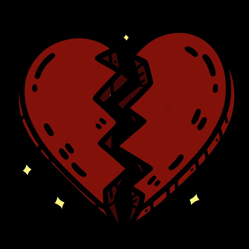 split in half heart