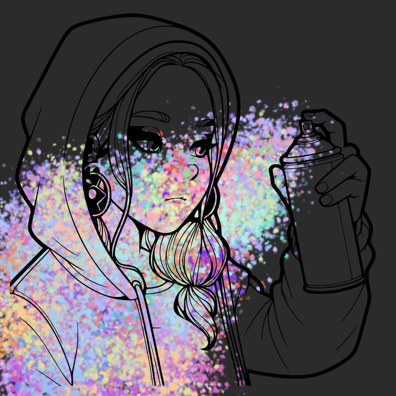 a realistic girl, spray painting