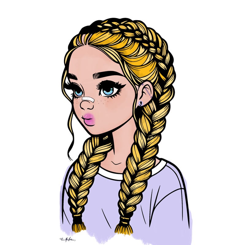 realistic girl with braids