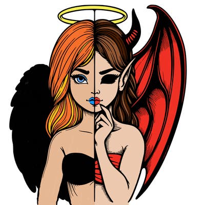 realistic angel half demon