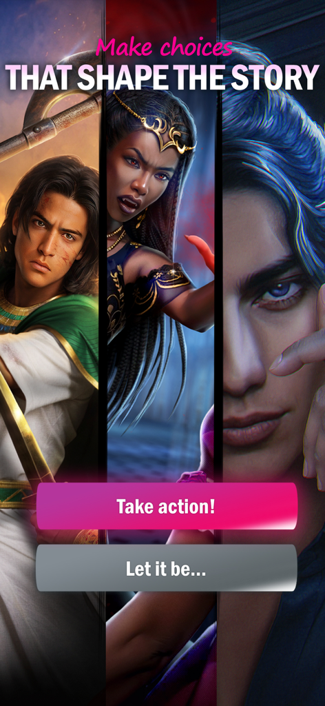 Senses - Choose Romance Story - センセス ロマンス ストーリーの画面。多様なキャラクターとインタラクティブなプロットの選択肢が表示される。