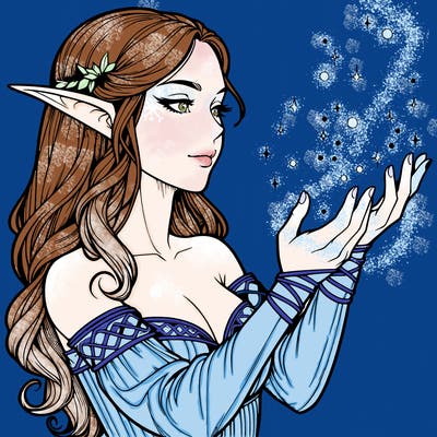 realistic elf girl doing magic