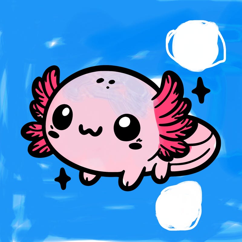 cute easy baby axolotl