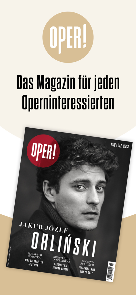 OPER magazine app cover featuring Jakub Jozef Orlinski