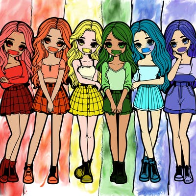 a group of girls realistic