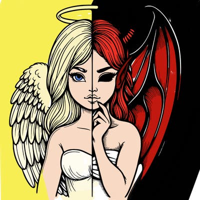 realistic angel half demon