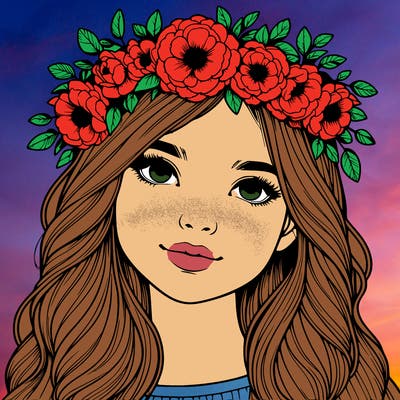 realistic girl with flower crown