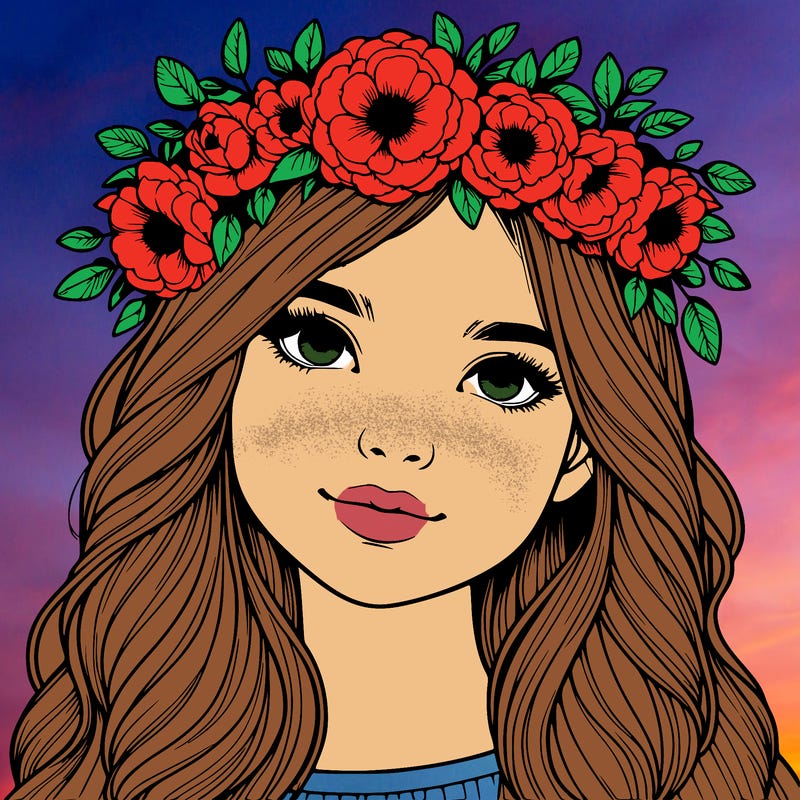 realistic girl with flower crown