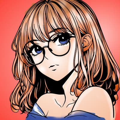manga woman character with glasses and nice lips